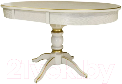 Обеденный стол Мебелик Фидея 4 раздвижной (слоновая кость/золото)