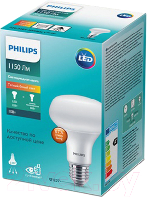 Лампа Philips ESS LEDspot 10W 1150lm E27 R80 827 / 8719514312043