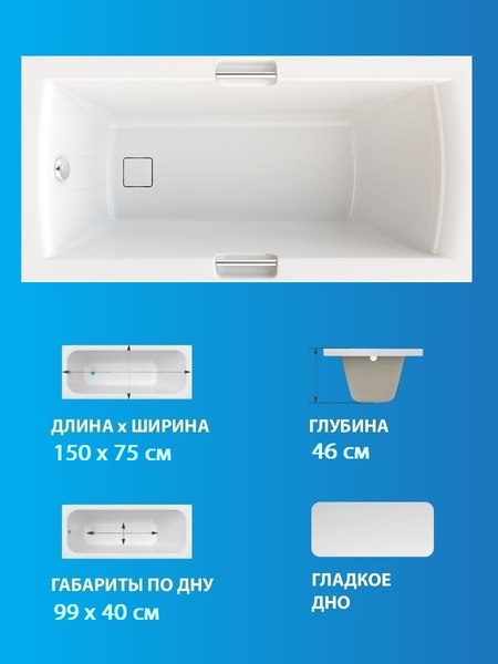 Купить Ванна акриловая Triton Алекса 150x75 в Бобруйске