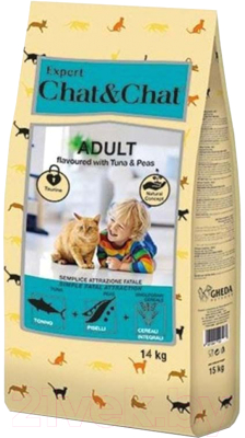 Сухой корм для кошек Chat&Chat Expert для взрослых кошек с тунцом и горохом (14кг)