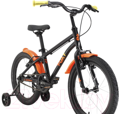 Детский велосипед STARK Foxy 18 2022 (черный/оранжевый/желтый)