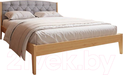 Двуспальная кровать BAMA Ева (180x200, бесцветный/велюр)