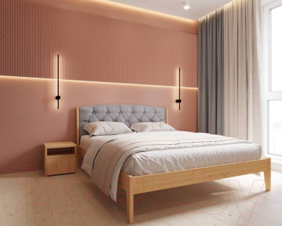 Двуспальная кровать BAMA Ева (180x200, бесцветный/велюр)