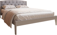 Двуспальная кровать BAMA Ева (180x200, серый/велюр) - 