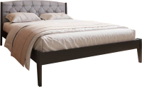 Двуспальная кровать BAMA Ева (160x200, черный/велюр) - 