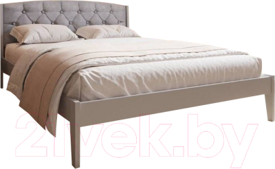Полуторная кровать BAMA Ева (140x200, серый/велюр)