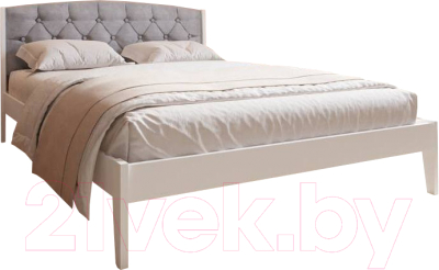 Полуторная кровать BAMA Ева (140x200, белый/велюр)