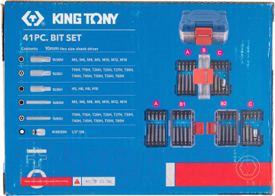 Набор бит King TONY 1041CQ-EB (41 предмет)