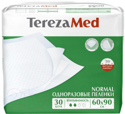 Набор пеленок одноразовых впитывающих Tereza Med Впитывающие Normal 60x90 (30шт)