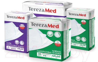 Набор пеленок одноразовых впитывающих Tereza Med Впитывающие Normal 60x90 (30шт)