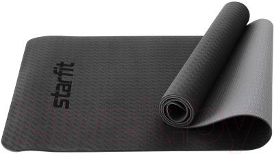Коврик для йоги и фитнеса Starfit FM-201 TPE (183x61x0.4см, черный/серый)
