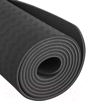 Коврик для йоги и фитнеса Starfit FM-201 TPE (183x61x0.4см, черный/серый)