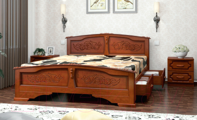 Полуторная кровать Bravo Мебель Ева 120x200 с 2-мя ящиками (орех)