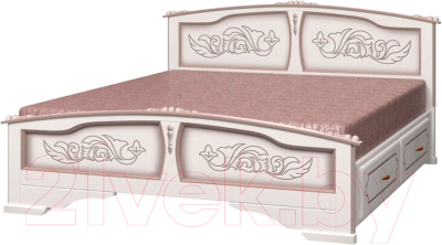 Полуторная кровать Bravo Мебель Ева 140x200 с 2-мя ящиками (белый жемчуг)