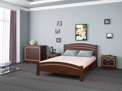 Двуспальная кровать Bravo Мебель Паола 3 160x200 (орех)