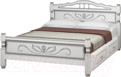 Полуторная кровать Bravo Мебель Эрика 5 120x200 с 2-мя ящиками (белый жемчуг)