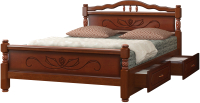 Полуторная кровать Bravo Мебель Эрика 5 140x200 с 2-мя ящиками (орех) - 