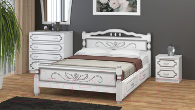 Двуспальная кровать Bravo Мебель Эрика 5 160x200 с 2-мя ящиками (белый жемчуг)