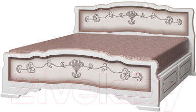 Полуторная кровать Bravo Мебель Эрика 6 120x200 с 2-мя ящиками (слоновая кость)