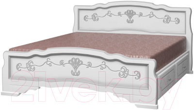 Двуспальная кровать Bravo Мебель Эрика 6 180x200 с 2-мя ящиками (белый жемчуг)