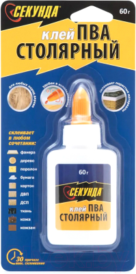 Изображение товара Клей Секунда Столярный 403-073 (60г, шоу-бокс)