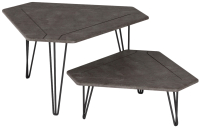 Комплект журнальных столиков Мебелик Тет-а-тет (серый бетон/черный) - 