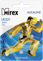 Комплект батареек Mirex AG0/LR521 1.5V / 23702-LR521-E6 (6шт) - 