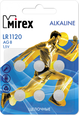 Комплект батареек Mirex AG8/LR1120 1.5V / 23702-LR1120-E6 (6шт)