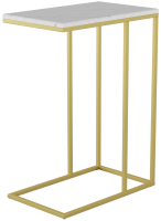 Приставной столик Мебелик Агами Голд (белый мрамор/золото) - 