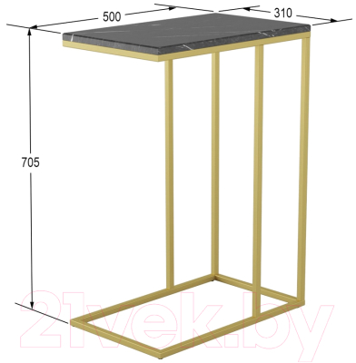 Приставной столик Мебелик Агами Голд (черный мрамор/золото)