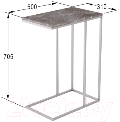 Приставной столик Мебелик Агами (серый мрамор/хром)