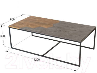 Журнальный столик Мебелик Китч (дуб американский/серый бетон)