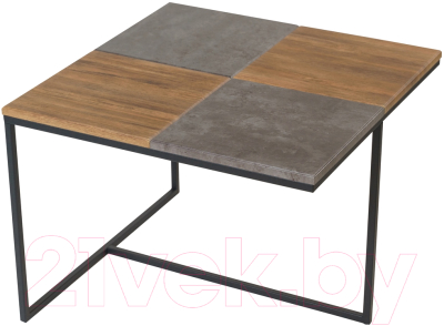Журнальный столик Мебелик Фьюжн Квадро (дуб американский/серый бетон)