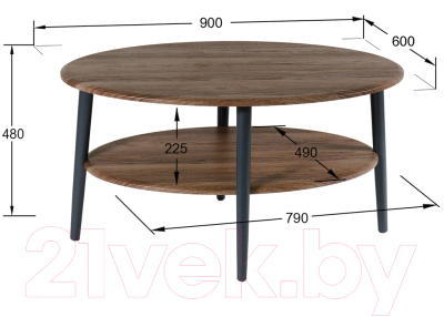 Журнальный столик Мебелик Эль СЖ-01 (грецкий орех/серый)
