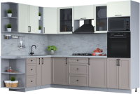 Кухонный гарнитур Интерлиния Тренд 1.88x2.8 ВТ левая (луна/белый/серый каспий) - 