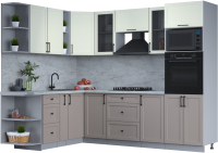 Кухонный гарнитур Интерлиния Тренд 1.88x2.6 ВТ левая (луна/белый/серый каспий) - 