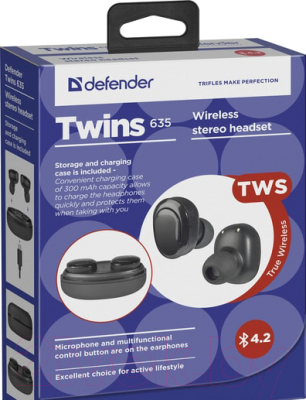 Беспроводные наушники Defender Twins 635 / 63635 (черный)