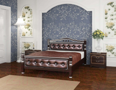 Полуторная кровать Bravo Мебель Эрика 11 120x200 с тонировкой (орех темный)