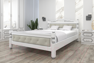 Полуторная кровать Bravo Мебель Эрика 11 140x200 (белый жемчуг)