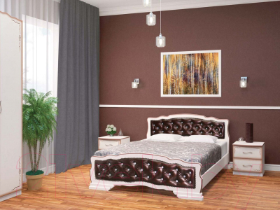 Двуспальная кровать Bravo Мебель Эрика 10 160x200 (дуб молочный темный)