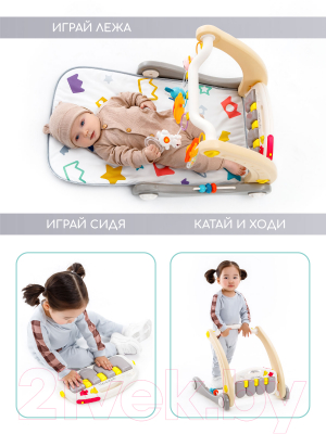 Изображение товара Ходунки-каталка Amarobaby Play Way 2 в 1 / AMARO-24PW-GR (серый)