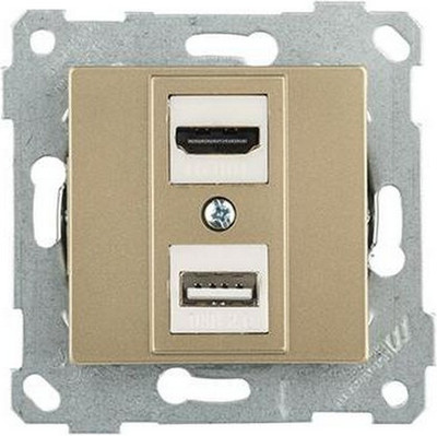 Розетка Mutlusan Rita HDMI + USB Type-A 2200-459-0185 (золото доре) - 