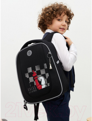 Школьный рюкзак Grizzly RAf-393-10 (черный/красный)