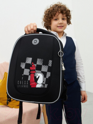 Школьный рюкзак Grizzly RAf-393-10 (черный/красный)