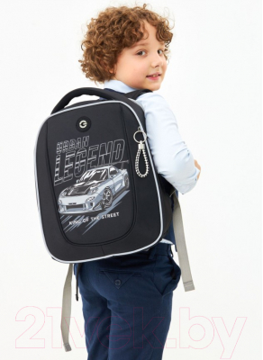 Школьный рюкзак Grizzly RAf-393-3 (черный/серый)