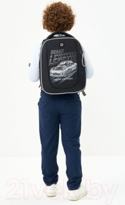 Школьный рюкзак Grizzly RAf-393-3 (черный/серый)