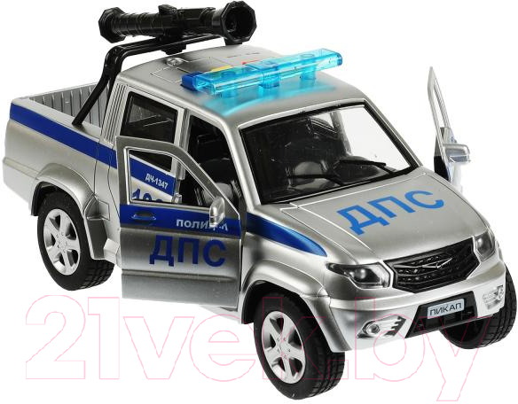 Автомобиль игрушечный Технопарк UAZ Pickup Полиция / PICKUP-22PLPOL-CANSR