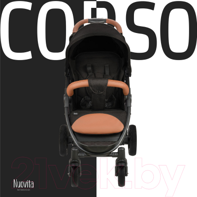 Детская прогулочная коляска Nuovita Corso (черный/черная рама)
