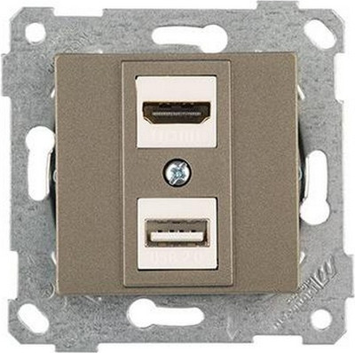 Розетка Mutlusan Rita HDMI + USB Type-A 2200-459-0186 (антрацит) - 