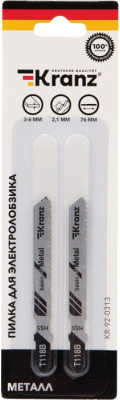 Изображение товара Набор пильных полотен Kranz T118B По металлу 76мм 12 зубьев 3-6мм / KR-92-0313 (2шт)